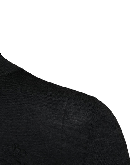 Black Wool Turtle Neck Men Pullover Sweater