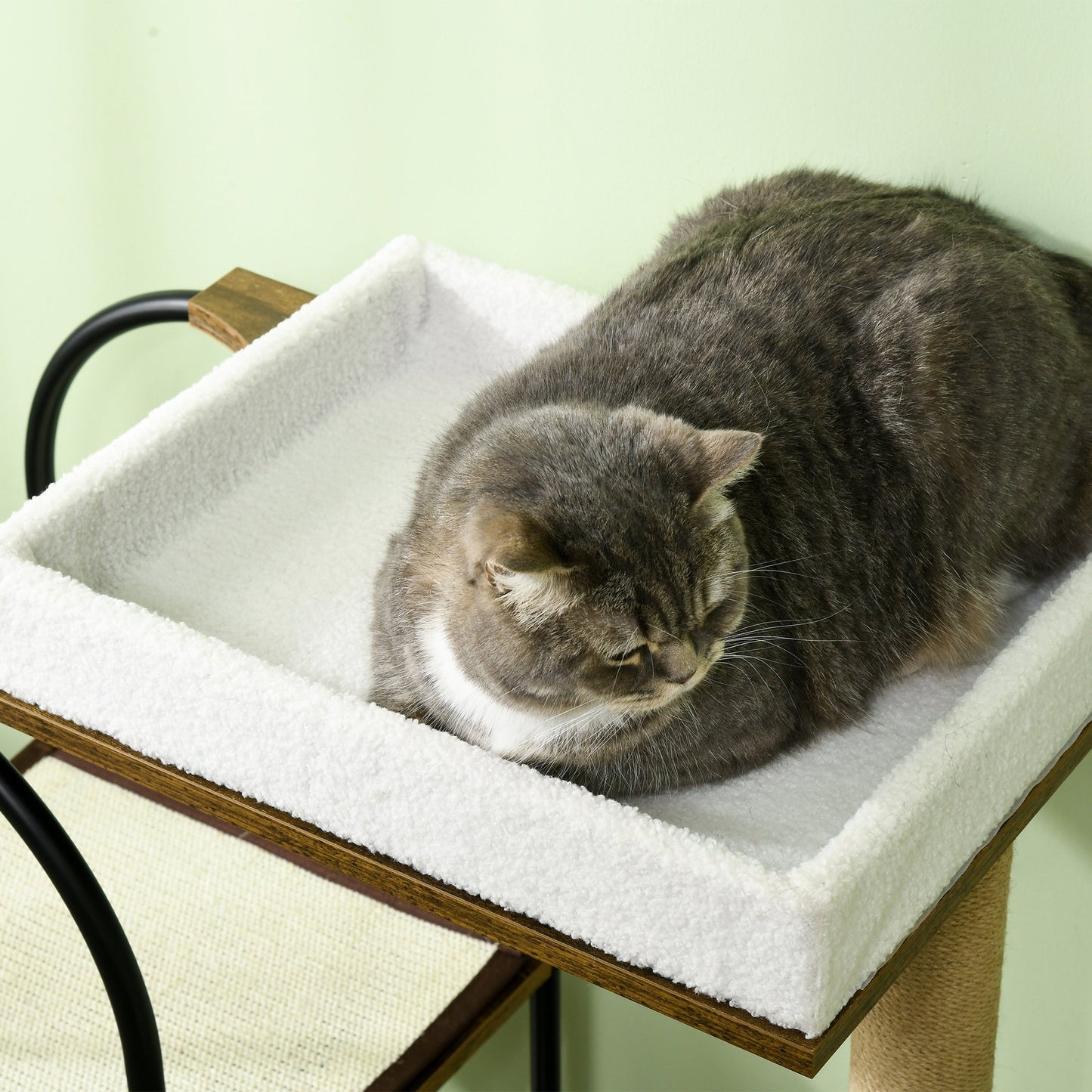 PawHut Kratzbaum, 4 Etagen, Katzenhaus, Spielball, Kippschutz, 80x40x118,5 cm, Braun/Weiß