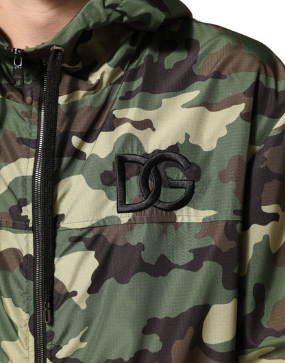 Green Camouflage Hooded Sweatshirt Jacket