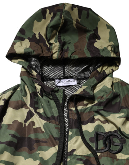 Green Camouflage Hooded Sweatshirt Jacket