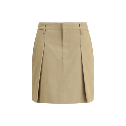 Beige Cotton Mini Skirt