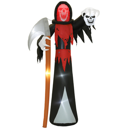 Outsunny Halloween-Dekoration 3,7 m riesiger Sensenmann mit LED-Beleuchtung Leuchtende Luftfigur für Outdoor