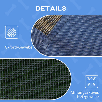 PawHut Hundebett mit Baldachin, Outdoor-Hundebett, klappbar, erhöhter Stand, Blau + Schwarz