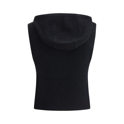 Black Wool Sleveless Jacket