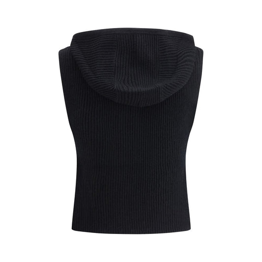 Black Wool Sleveless Jacket