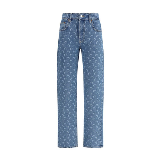 Light Blue Cotton Straight-Leg Jeans