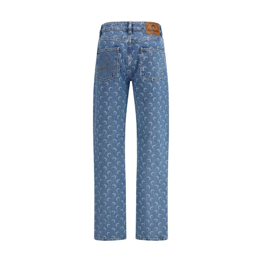 Light Blue Cotton Straight-Leg Jeans