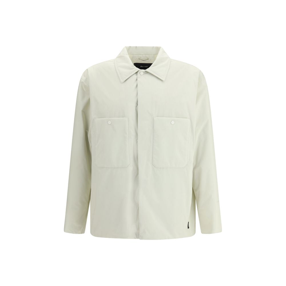 Cream Nylon Full-Length Jacket