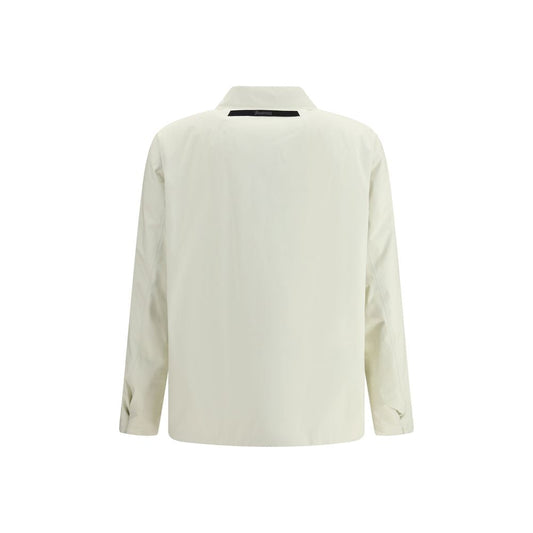 Cream Nylon Full-Length Jacket