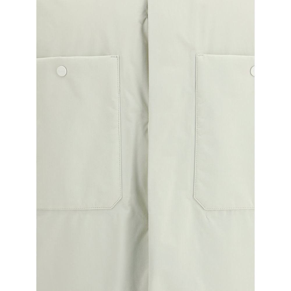 Cream Nylon Full-Length Jacket