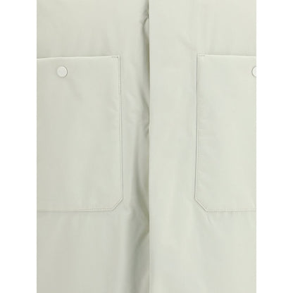 Cream Nylon Full-Length Jacket