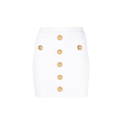 White Polyester Mini Skirt