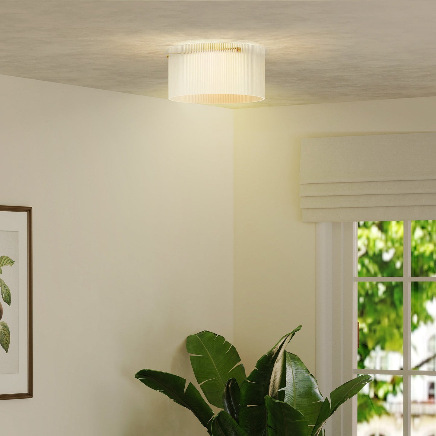 HOMCOM Deckenlampe mit Acryllampenschirm, Metall, Halogen- und LED-kompatibel