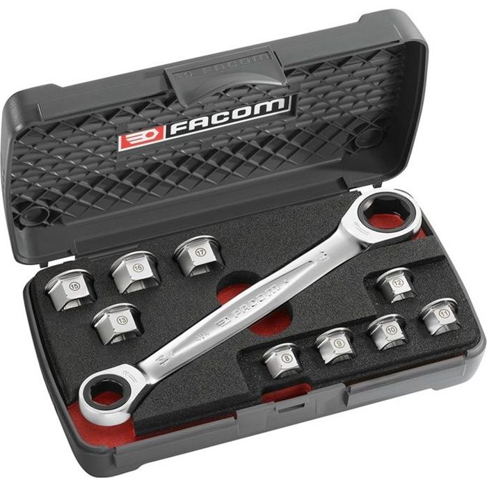 FACOM Ratchet flat wrench set + 9 rings