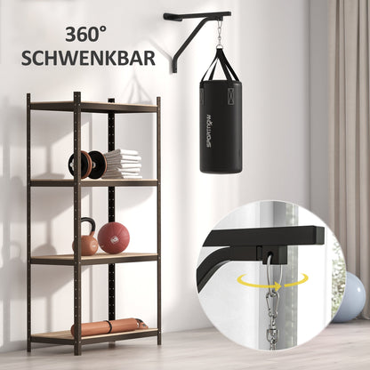 SPORTNOW Boxsack, befüllbar, mit Wandhalterung, Handschuhen und Bandagen, bis 45 kg, Schwarz