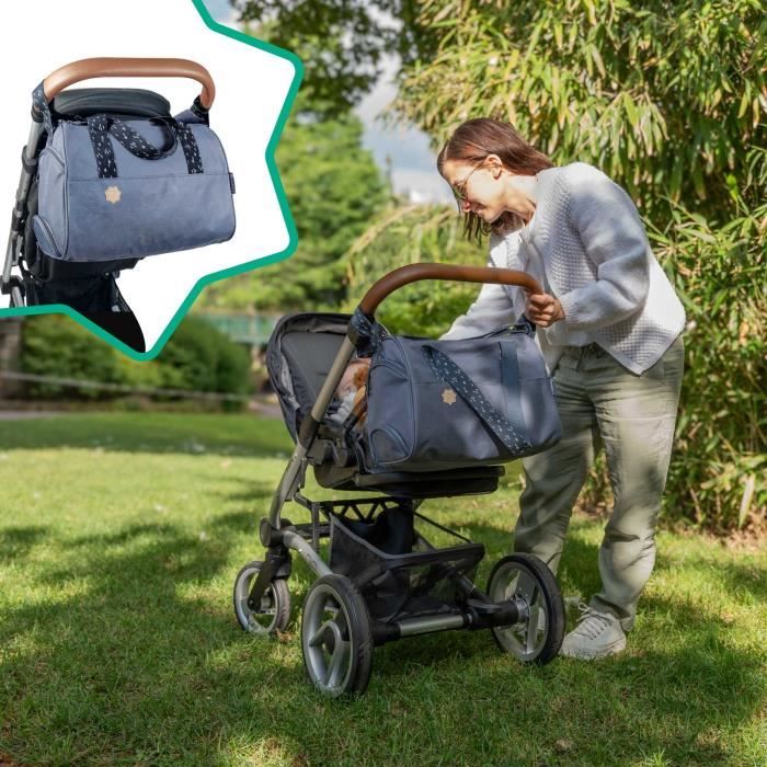 Badabulle Pocketstyle Changing Bag - Changing mat, Insulated cover, Pouch, Stroller clips included, Blue