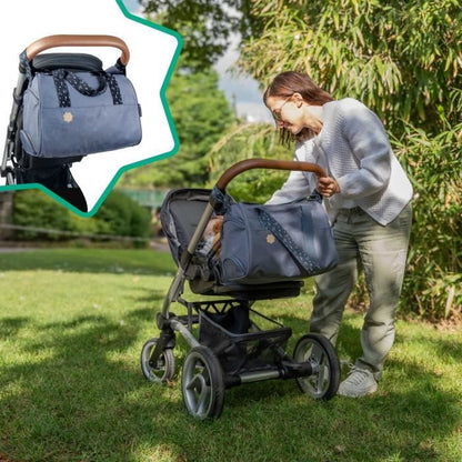 Badabulle Pocketstyle Changing Bag - Changing mat, Insulated cover, Pouch, Stroller clips included, Blue
