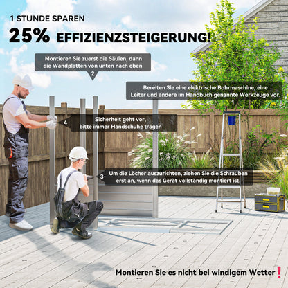 Outsunny 2,43 ㎡ Gerätehaus, 213 x 131 x 192 cm Geräteschuppen mit Satteldach, Abschließbare Schiebetür, wetterfest, Grau