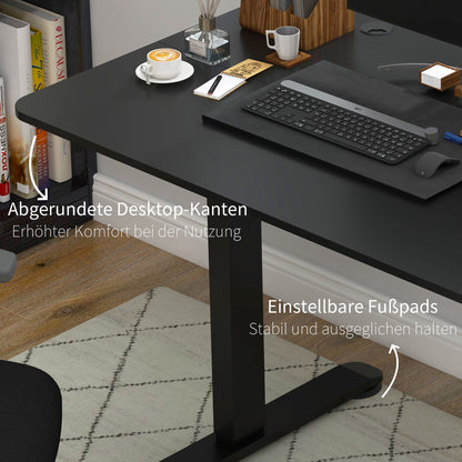 Vinsetto Stehpult höhenverstellbarer Computertisch Schreibtisch, 140 cm x 70 cm x 116 cm, Schwarz