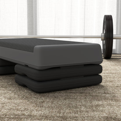 SPORTNOW Höhenverstellbarer Fitness-Stepper, rutschfest, für Zuhause, das Fitnessstudio oder das Büro geeignet, Kunststoff, Grau