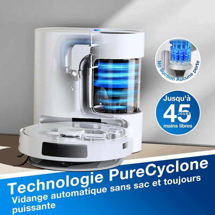 ECOVACS DEEBOT N20 PLUS Robot Vacuum Cleaner, PureCyclone Technology with Dust Container Without Consumables, 8000Pa