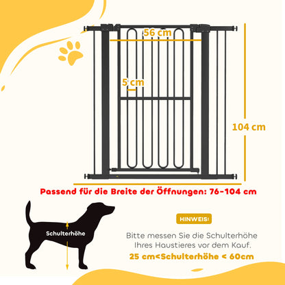 PawHut Türschutzgitter Hund, 76-104 cm Absperrgitter ohne Bohren, Treppengitter