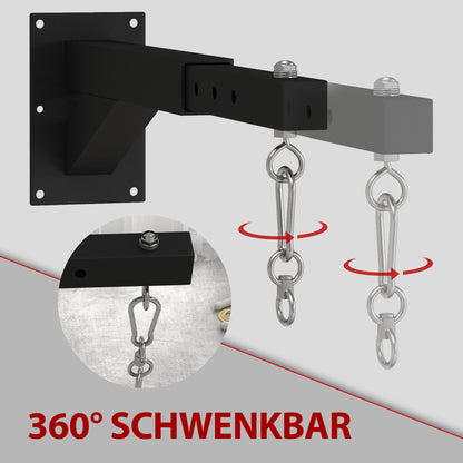 SPORTNOW Boxsackhalterung, 5-stufig längenverstellbar, Wandmontage, bis 60 kg, Stahl, Schwarz