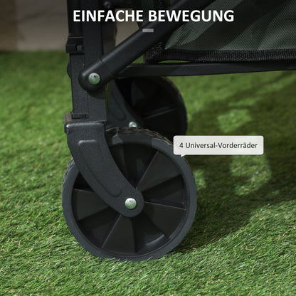 Outsunny Gartenwagen 90 kg belastbar, klappbar Transportwagen mit herausnehmbare Plane, Griff, Rädern 72 Liter Grün