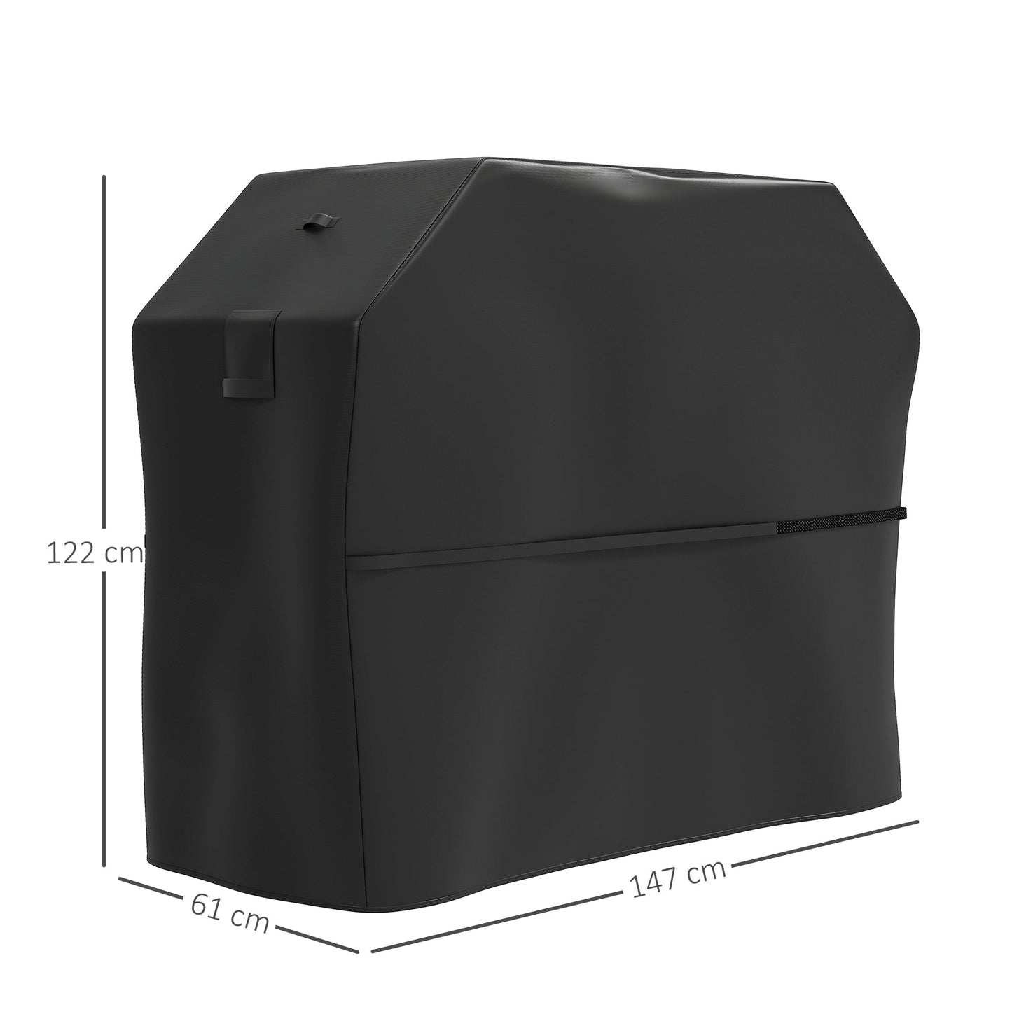Outsunny Grillabdeckung BBQ Abdeckung Abdeckhaube mit Klettverschlüssen Schwarz, 147 x 61 x 122cm