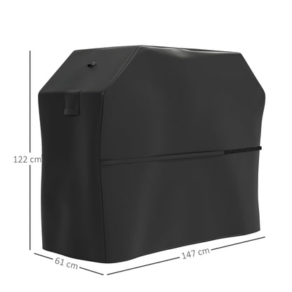 Outsunny Grillabdeckung BBQ Abdeckung Abdeckhaube mit Klettverschlüssen Schwarz, 147 x 61 x 122cm