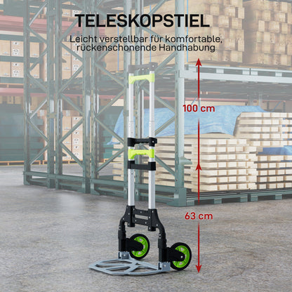 HOMCOM Sackkarre klappbar Aluminium Transportkarre mit Teleskopgriff Höhenverstellbar 100 cm