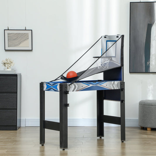SPORTNOW 5-in-1-Spieletisch, Billard, Tischtennis, Hockey, Basketball, Bogenschießen, Zubehör inklusive, MDF, Kunststoff, Blau