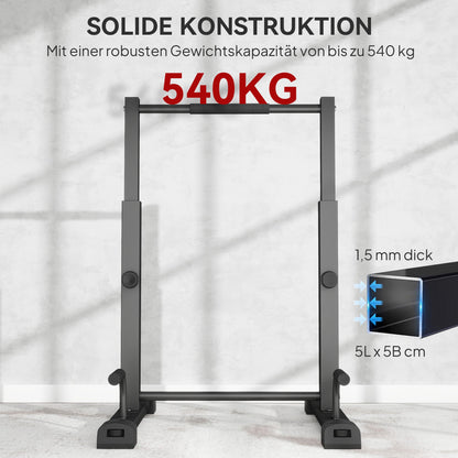 SPORTNOW Dip-Station, Liegestütz-Ständer, 93-117 cm höhenverstellbar, 540 kg Belastbarkeit, Ganzkörper-Training, Schwarz