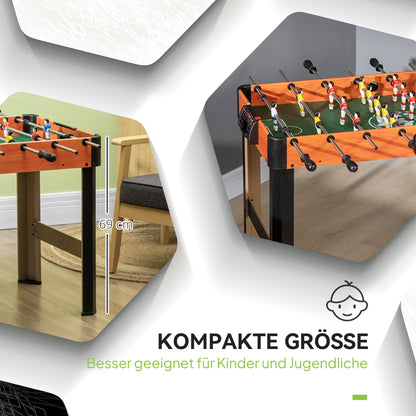 HOMCOM Tischkicker, Tischfußball-Set, 2 Bälle, rutschfeste Griffe, für Kinder und Erwachsene, Punkteanzeige, MDF, Metall, Bunt