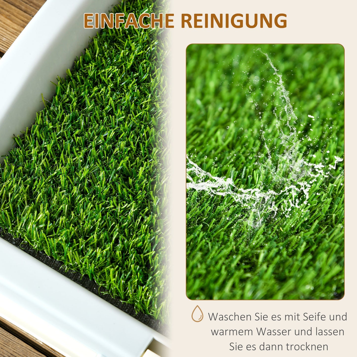 PawHut Hundetoilette Welpentoilette Hundeklo, 2 Lagen, Kunstrasen, wiederverwendbar, 63 x 48.5 x 6 cm, Grün + Weiß