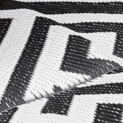 Outsunny Outdoor-Teppich, beidseitig nutzbar, strapazierfähig, Rand gegen Ausfransen, schwarz+weiß, 152 x 243 cm