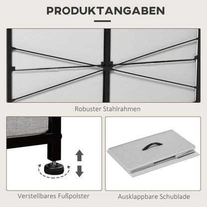 HOMCOM Kommode mit 8 Stoffschubladen, Metallrahmen, Ablage, 80x30x81,5 cm, Grau/Schwarz