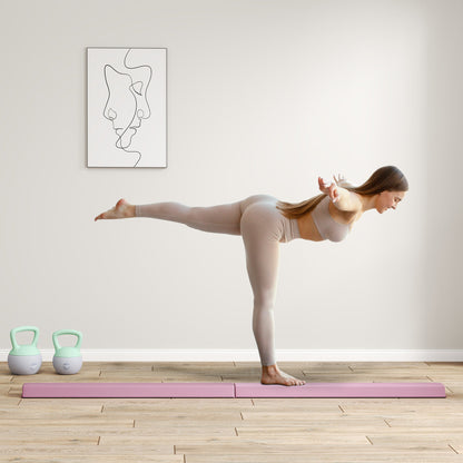 SPORTNOW Schwebebalken 2,4 m, faltbar, rutschfester Boden, für 3+ Jahre, bis 80 kg, Rosa