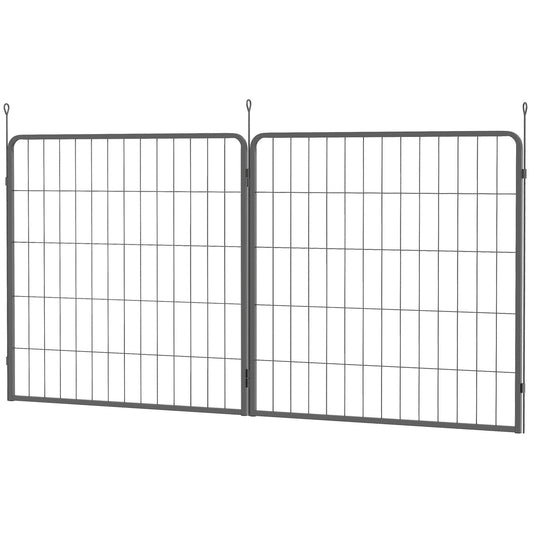 PawHut 2er-Set Erweiterung für Welpengehege, Hundezaun-Paneele, Haustierspielplatz, Welpenzaun aus Stahl, Grau