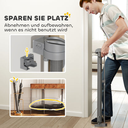 PawHut Treppenschutzgitter Ausziehbar 0-136cm 87 cm Hoch Türschutzgitter für Haustiere 142 x 10 x 87 cm Grau