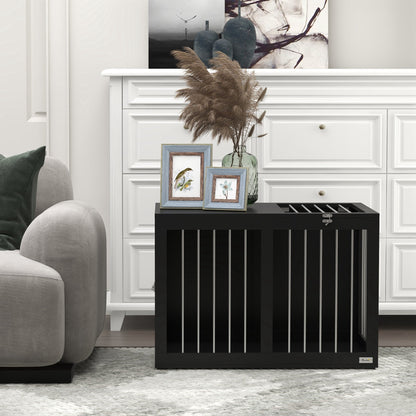 PawHut Hundekäfig Hundebox Hundetransportbox, 2 Türen, verriegelbar, Stahlgitter, 80 cm x 50 cm x 56,5 cm, Schwarz