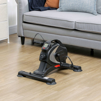 SPORTNOW Mini-Trainingsrad, Fußpedaltrainer, Trainingsgerät mit 8 Widerstandsstufen, LCD-Display, Metall, Kunststoff, Schwarz