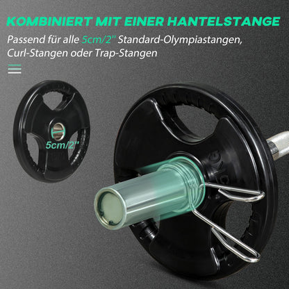 SPORTNOW Hantelscheibe, 2er-Set, 15 kg pro Scheibe, drei Griffe, bodenschonender Gummimantel, Metall