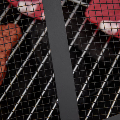 Outsunny Feuerschale mit Schürhaken Funkenschutz Feuerkorb Feuertisch rund Feuerstelle für Garten Camping BBQ Stahl Schwarz 81 x 81 x 50 cm