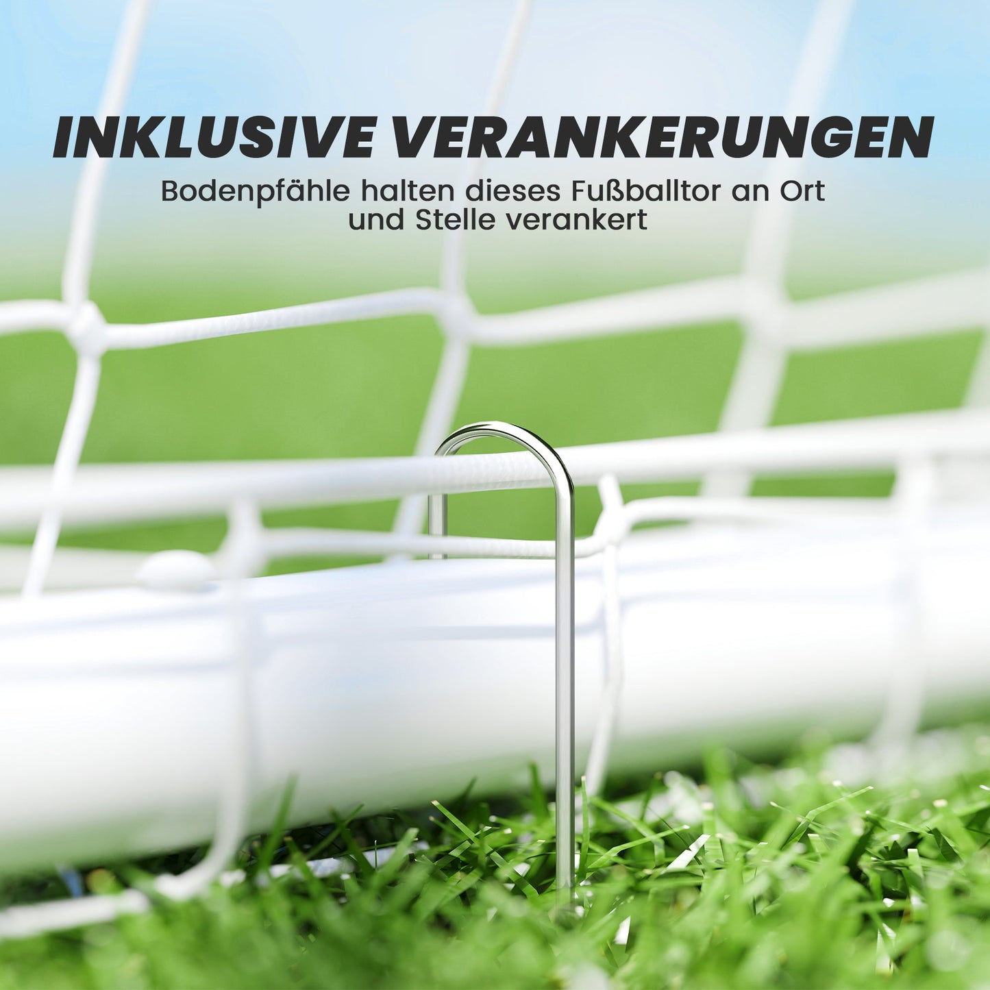 SPORTNOW Fußballtor, robustes Netz, Kunststoff-Rahmen, Heringe, 180L x 92B x 124H cm, Weiß