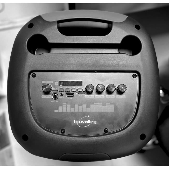 Luminous Karaoke Speaker - INOVALLEY - KA123-XXL - Bluetooth V5.0 - 75 cm - 900 W - Black