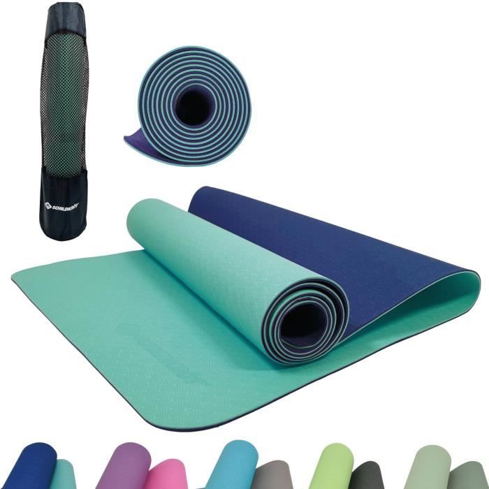 Yoga mat - FITNESS - SCHILDKRÖT - 180 x 61 cm - 4 mm - Bag included - Green / Blue