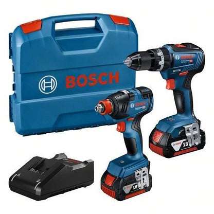 Kit 2 Tools with shock/wireless bolter GDX 18V-200 + drill-drilling with percussion GSB 18V-55 2x4.0Ah Gal 18v-40 L-Case