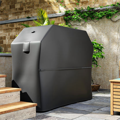 Outsunny Grillabdeckung BBQ Abdeckung Abdeckhaube mit Klettverschlüssen Schwarz, 147 x 61 x 122cm