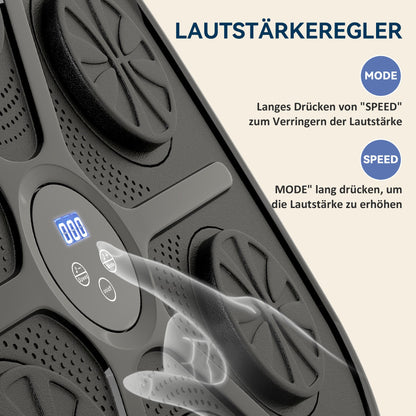 SPORTNOW Musik-Boxmaschine, Rhythmisches Boxgerät, 9 Modi, Bluetooth, LED-Lichter, mit Boxhandschuhen, Schwarz